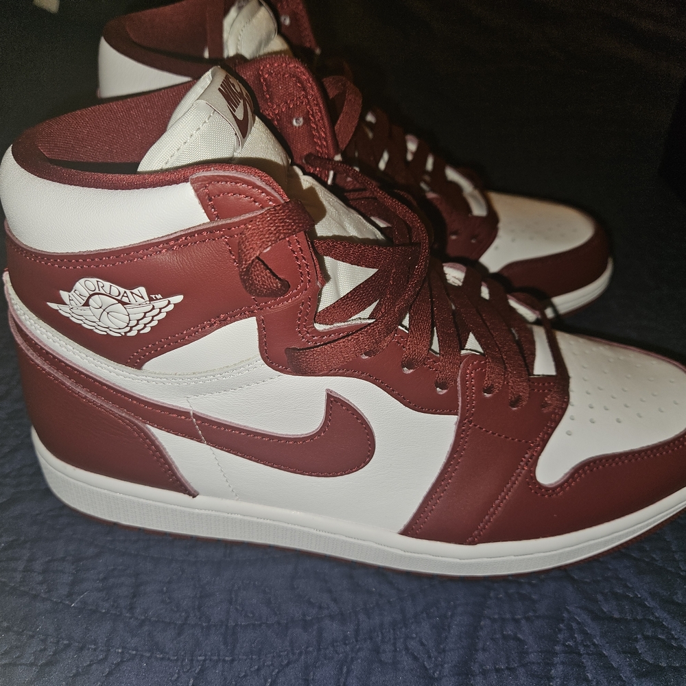 Nike Jordan 1 Retro Mens Red and White Sneakers, No Box